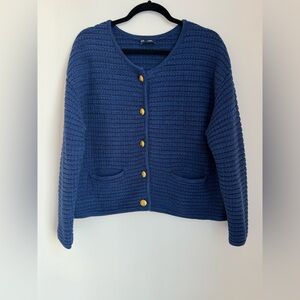 Gap textured sweater jacket/cardigan in navy blue size Large excellent condition
